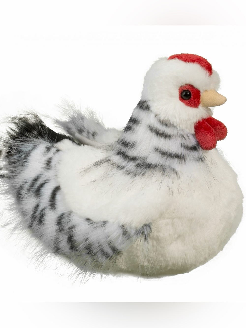 Douglas The Cuddle Toy White and Black Speckled Chicken Toy